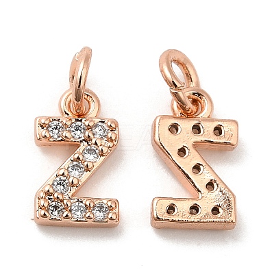 Brass Micro Pave Grade AAA Cubic Zirconia Charms ZIRC-P067-11RG-Z-NR-1