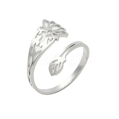 304 Stainless Steel Cuff Rings for Women RJEW-F195-01P-1