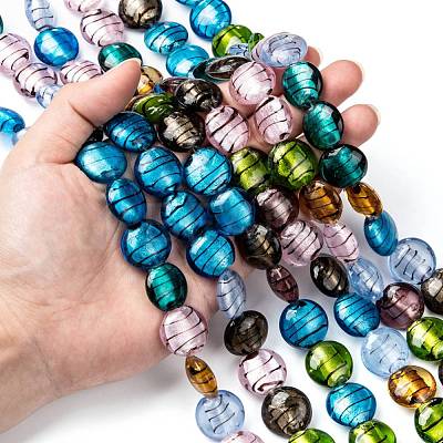 Handmade Silver Foil Glass Beads Strands SL109-1