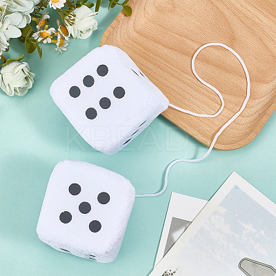 Fur Plush Dice Pendant Decorations HJEW-CN0001-44B-1