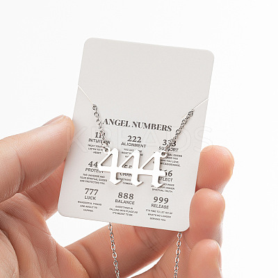 201 Stainless Steel Angel Number Pendant Necklaces for Women FS-WG21275-08-1