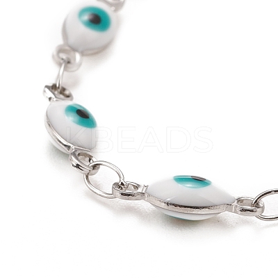 Enamel Horse Eye Link Chains Bracelet BJEW-P271-05P-03-1