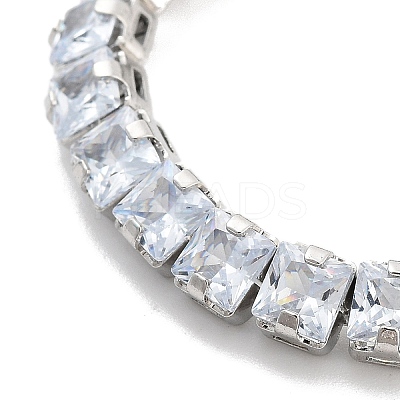Brass Pave Clear Cubic Zirconia Square Box Chain Slider Bracelets BJEW-YWC0002-10B-P-1