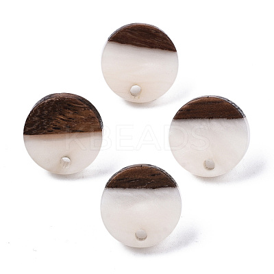 Resin & Walnut Wood Stud Earring Findings MAK-N032-007A-1