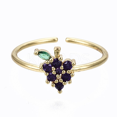 Brass Micro Pave Cubic Zirconia Cuff Rings RJEW-S045-056-NR-1