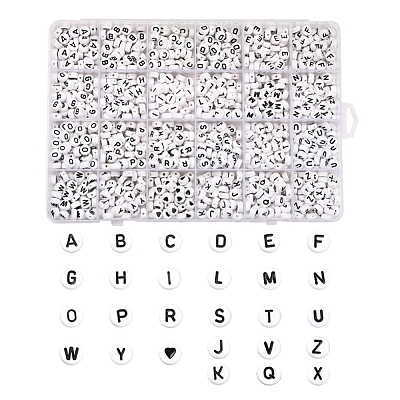 1200Pcs 27 Style White Acrylic Beads FIND-YW0001-15-1