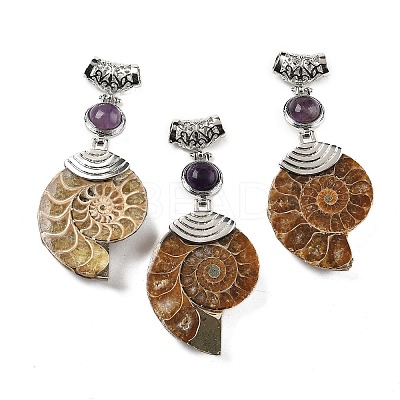 Natural Amethyst Fossil Snail Pendants G-F062-16-1