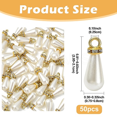 50Pcs High Luster ABS Plastic Imitation Pearl Pendants FIND-YW0009-07-1