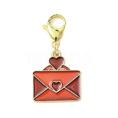 Valentine's Day Envelope Heart Alloy Enamel Pendant Decorations HJEW-JM02897-1