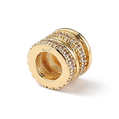 Rack Plating Brass Micro Pave Clear Cubic Zirconia Beads KK-C019-27G-1