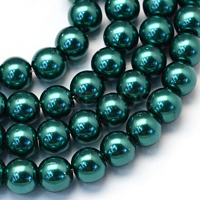 Baking Paint Pearlized Glass Pearl Round Bead Strands HY-Q330-8mm-79-1