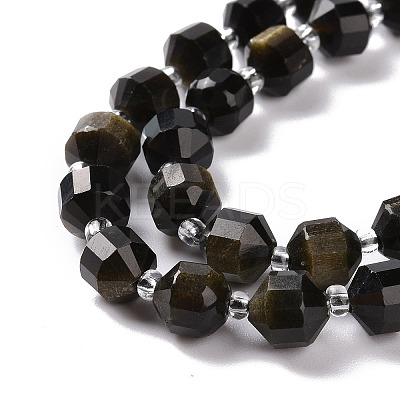 Natural Golden Sheen Obsidian Beads Strands G-K303-A30-8mm-1