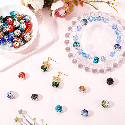 48Pcs 6 Colors Handmade Polymer Clay Rhinestone Beads FIND-SC0011-27-1