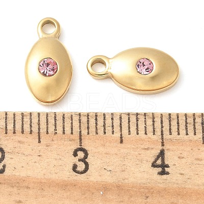 304 Stainless Steel with Rhinestone Charms STAS-Q345-15G-01-1
