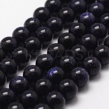 Synthetic Blue Goldstone Beads Strands G-D840-81-6mm-1