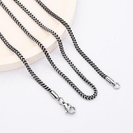 2MM 304 Stainless Steel Wheat Chain Necklaces NJEW-Q013-15B-1