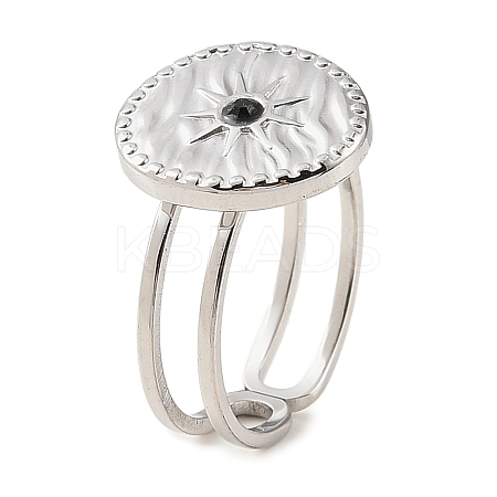 304 Stainless Steel Open Cuff Ring for Women RJEW-F166-07P-02-1