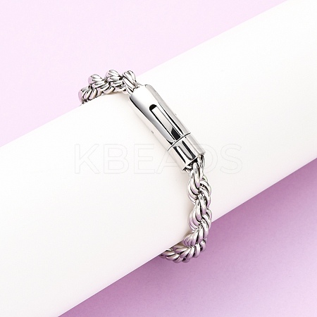 304 Stainless Steel Rope Chain Bracelets for Men Women BJEW-C124-03A-P-1