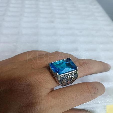 316L Stainless Steel & Cubic Zirconia Men's Vintage Carved Finger Rings FS-WG82D33-83-1