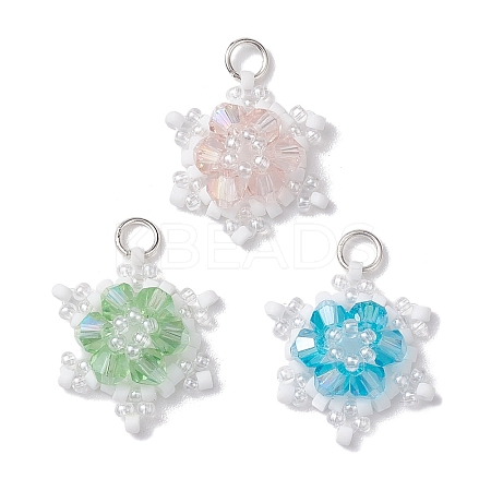 Glass Seed Beaded Pendants PALLOY-MZ00228-1