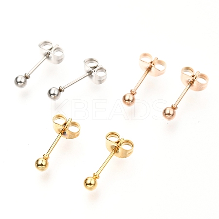 304 Stainless Steel Ball Stud Earrings EJEW-C501-10A-1