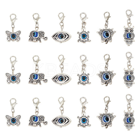 10 Sets Evil Eye Pendant Decorations HJEW-DR0001-07-1