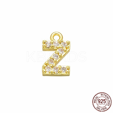 Real 18K Gold Plated 925 Sterling Silver Micro Pave Clear Cubic Zirconia Charms STER-P054-10G-Z-1