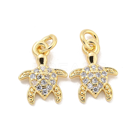 Brass Micro Pave Clear Cubic Zirconia Charms KK-Z044-14A-1
