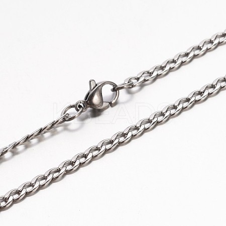 Tarnish Resistant Boy's 304 Stainless Steel Curb Chain Necklaces NJEW-E026-13P-1