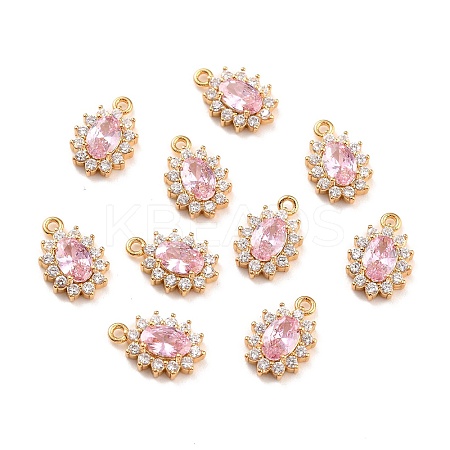 Real 18K Gold Plated Brass Micro Pave Cubic Zirconia Charms ZIRC-Z023-04E-NR-1