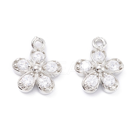 Rack Plating Brass Cubic Zirconia Charms ZIRC-C026-12P-1