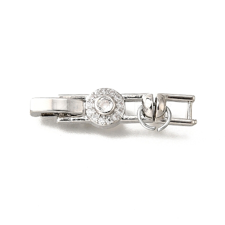 Brass Micro Pave Clear Cubic Zirconia Fold Over Clasps KK-R222-04P-1