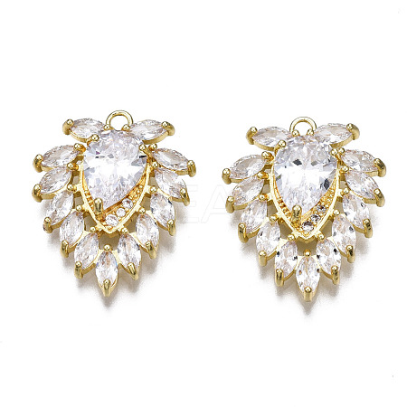 Brass Micro Pave Clear Cubic Zirconia Pendants ZIRC-S069-007G-1