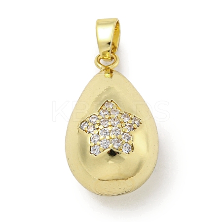 Rack Plating Brass Micro Pave Clear Cubic Zirconia Pendants KK-E114-02G-01-1