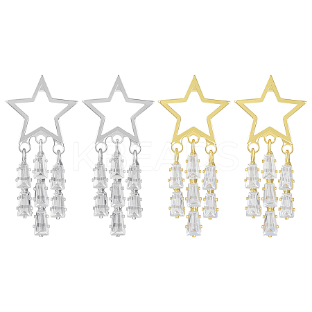 2 Pairs 2 Colors Alloy Enamel Dangle Stud Earrings EJEW-HY0001-20-1