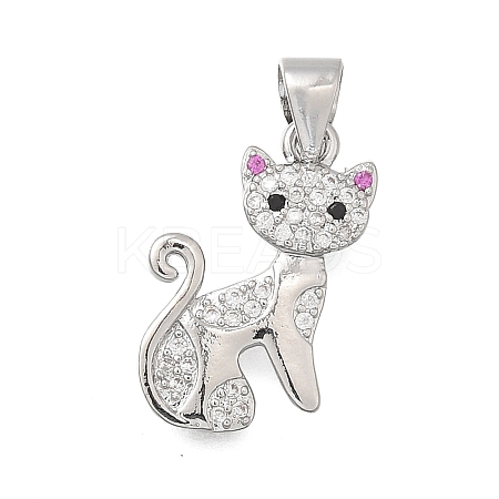 Brass Micro Pave Cubic Zirconia Pendants X-KK-D431-017P-1