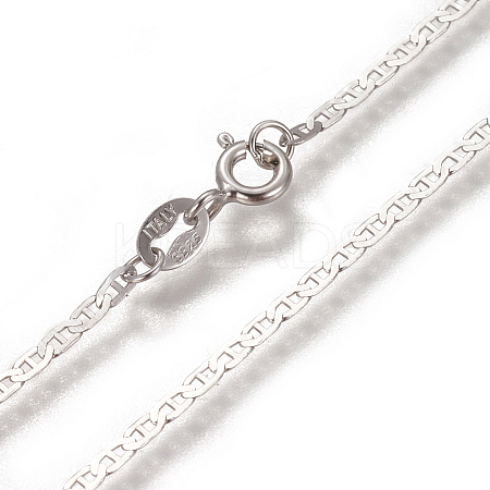 Anti-Tarnish Rhodium Plated 925 Sterling Silver Mariner Link Chain Necklaces STER-L059-11P-1