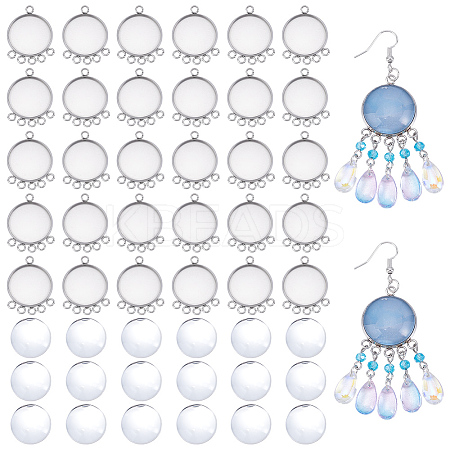 30Pcs 304 Stainless Steel Pendant Cabochon Settings STAS-UN0062-85-1