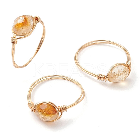 Oval Natural Citrine Finger Rings RJEW-JR00796-1