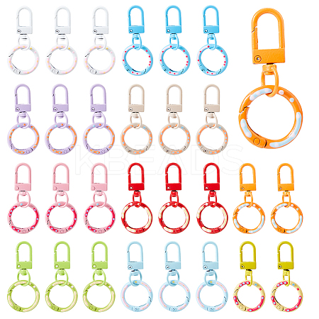 30Pcs 10 Colors Baking Paint Alloy Swivel Clasps FIND-FH0012-18-1