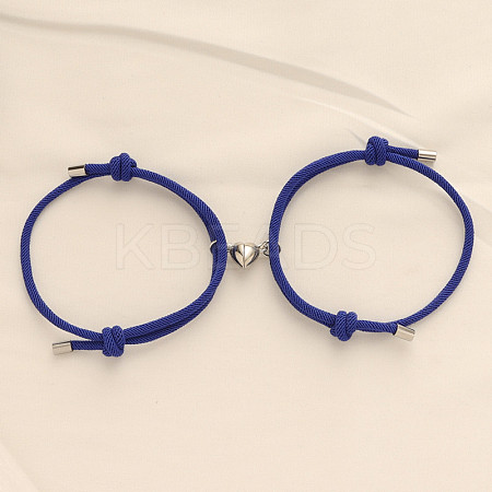 Alloy Heart-shaped Magnetic Braided Rope Bracelets for Couple Girlfriends WG59636-16-1