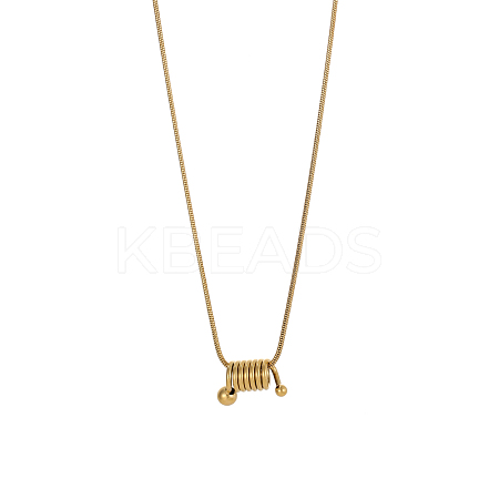 304 Stainless Steel Spiral Spring Pendant Necklaces STAS-OY007-63G-1