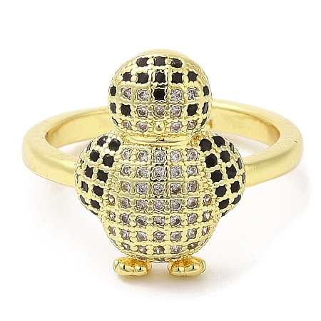 Penguin Cubic Zirconia Adjustable Rings RJEW-K247-01G-1