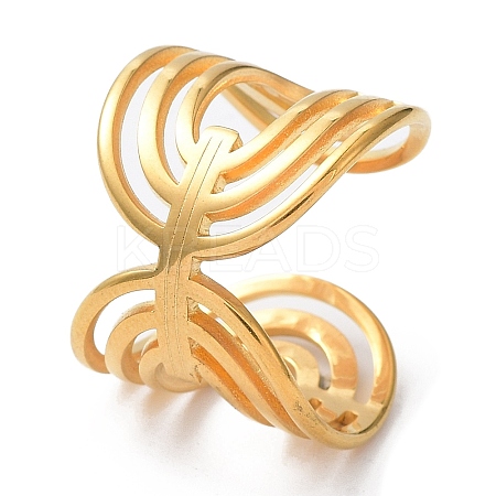 Ion Plating(IP) 304 Stainless Steel Hollow Open Cuff Rings RJEW-D006-04G-1