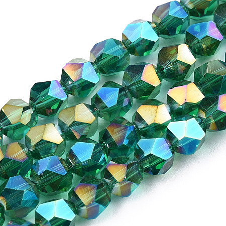 Electroplate Transparent Glass Beads Strands EGLA-T019-06F-1