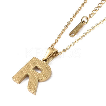 Ion Plating(IP) Initial Letter 304 Stainless Steel Pendant Necklaces NJEW-M199-01G-R-1