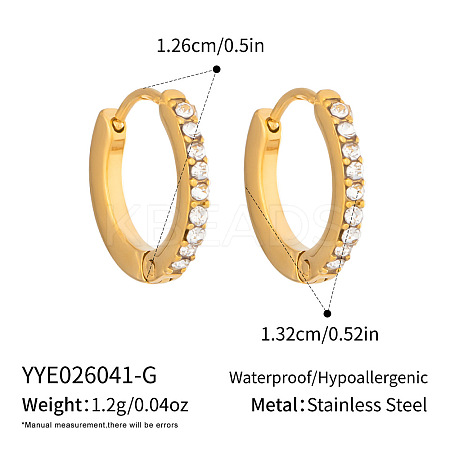 304 Stainless Steel Micro Pave Cubic Zirconia Huggie Hoop Earrings for Women IV7496-1-1