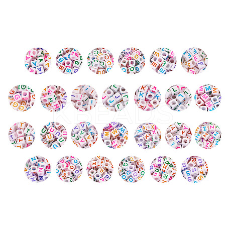 1300Pcs 26 Style Opaque White Acrylic Beads SACR-CD0001-02-1