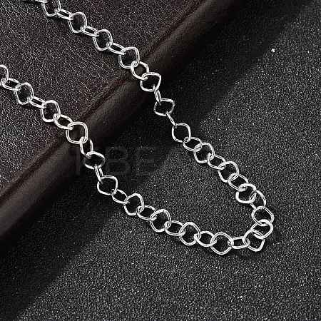 5MM 304 Stainless Steel Rhombus Link Chain Necklaces for Women Men NJEW-A054-02P-1