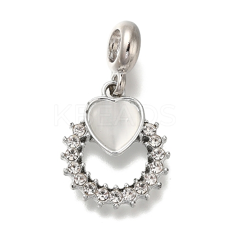 Rack Plating Alloy Crystal Rhinestone European Dangle Charms PALLOY-P307-11A-P-1